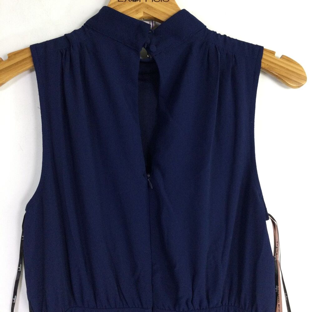 Lulus Womens Mock-Neck Maxi Dress Sleeveless Casual Navy Blue Size Medium NWT - Picture 8 of 16